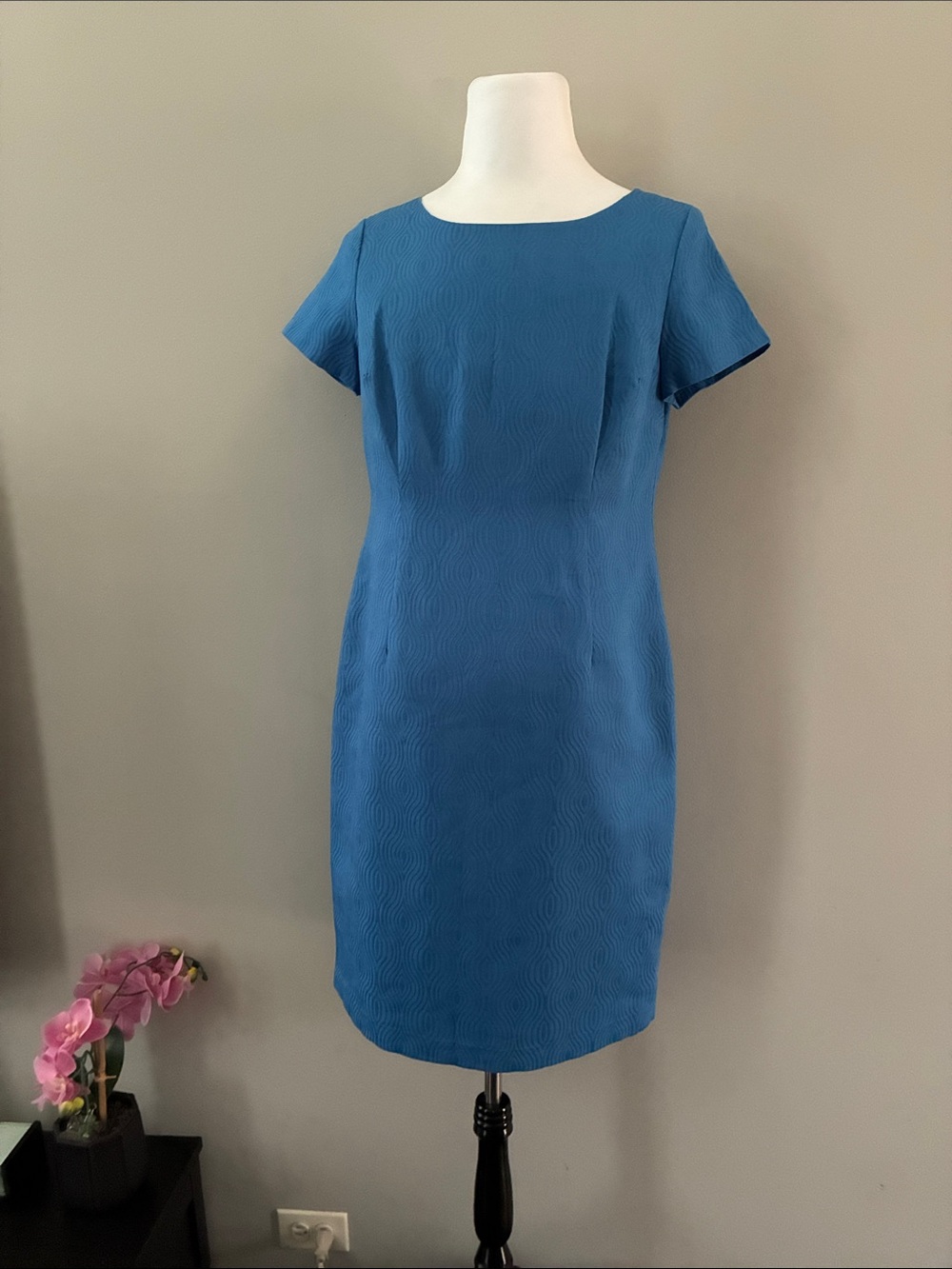 Talbots Teal-Blue Short Sleeve Sheath Dress